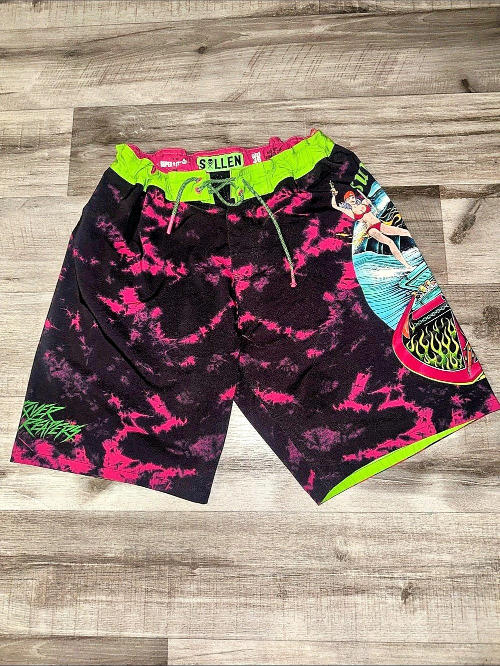 Sullen Men's Board Shorts Black Pink Size 36
